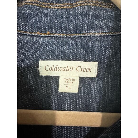 Coldwater Creek Women's Size 14 Long Sleeve Embroidered Hem Jean Jacket - Picture 3 of 6
